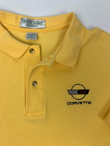 Outer Banks Corvette Polo Golf Shirt XL Yellow Embroidered Official Chevrolet -C - Picture 2 of 6