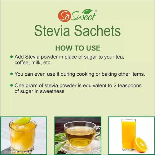 So Sweet Stevia (50 Sachets) Zero Calorie 100% Natural Sweetener - Sugar Free - Picture 5 of 6