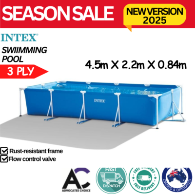 Intex 4.5mx2.2m Rectangular Frame Swimming Pool Set Above Ground 