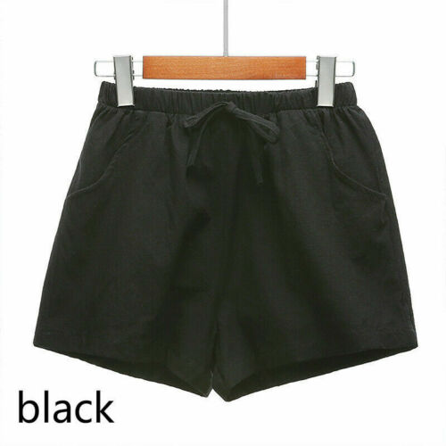 Lady Cotton Linen Loose Shorts Pants Trousers Casual Wide Leg Drawstring Waist - Picture 20 of 21