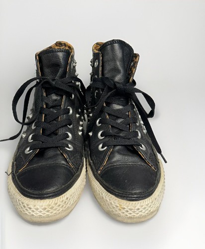 Converse Leather Shoe Black With Silver Metal Studs Spikes Size 7.5 Women - Picture 5 of 7