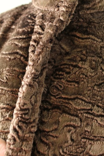 Vtg Alberto Makali Chocolate Brown Faux Broadtail Fur Jacket Blazer Cut Size 8 - Picture 3 of 6