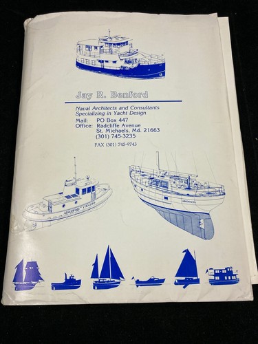 VINTAGE J.R. BENFORD NAVAL ARCHITECTS FOLDER STUFFED W PLANS, CATALOGS, BOOKLETS - Picture 3 of 6