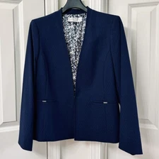 Tahari ASL Open Jacquard Jacket, Navy, Size-8P