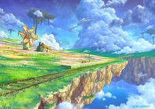 Anime mill house floating island train Playmat Gaming Mat