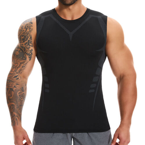 1/2Pcs Mens Compression Sports Vest Shape Tight Tank Top Base Layer Sleeveless - Picture 13 of 28