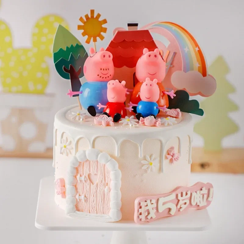 4 PCS Peppa Pig Family Figures Cake Topper Happy Birthday Party Decoration - 第 2/7 張圖片