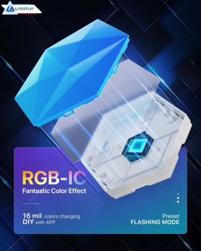 LPDISPLAY 10 Pack Smart Hexagon Light Panels, 55mm Side Length, with RGB-IC - Picture 3 of 7