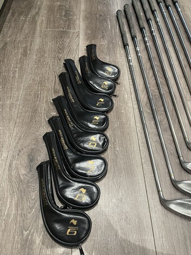 Lynx USA Steel Shaft Set Lot 9,8,7,6,5,3,SW,PW & The Masters Leather Head Covers - Picture 9 of 24