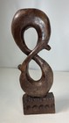 Ghana African Dark Wood Infinity Figure 8 Sculpture 2 People Lovers Acrobats 11"