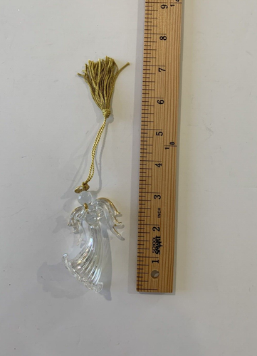 LENOX ANGEL TREE ORNAMENTS - GOLD TASSEL - BLOWN GLASS - GOLD GILDED - CLEAR - Picture 2 of 3
