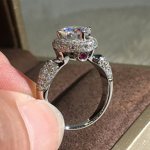 Elegant Women Jewelry 925 Silver Ring Cubic Zircon Wedding Gift Sz 6-10 - Picture 1 of 7