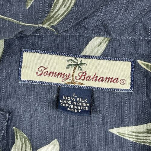 Tommy Bahama Shirt Mens Large Black Silk Leaves Pineapples Travel Cruise Preppy - Picture 3 of 11
