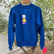 Vintage 1986 Pannill Sweatshirt Youth XL Blue Made USA NWT Deadstock Crewneck