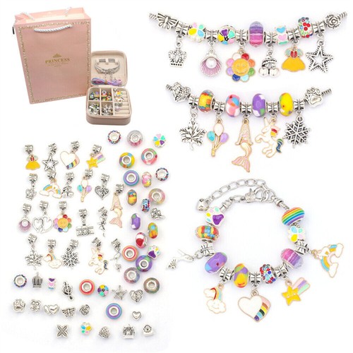 Girls Bracelet Making Kit Beads Jewellery Charms Pendant Set DIY Craft Kids UK - Picture 29 of 41