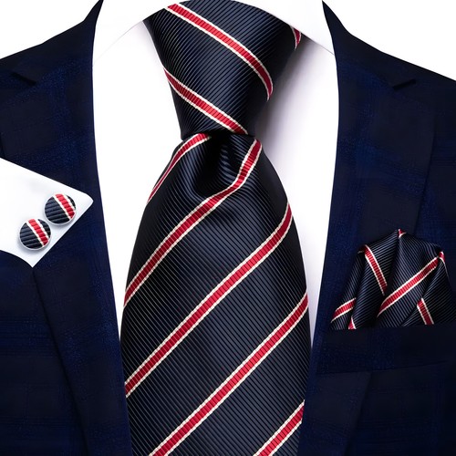 Cravatta gemello Handky elegante a righe modello seta stile pois festa set ragazzi uomo - Foto 60 di 69