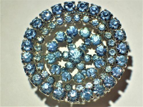 Vintage Blue Rhinestones Brooch Signed CONTINENTAL - Picture 4 of 11