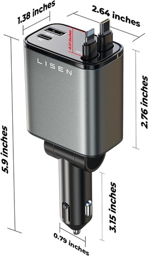 Cargador de Coche Retráctil [Adaptador de Coche USB C 69W] para Cargador de Coche Iphone 16 Rápido C - Imagen 6 de 11