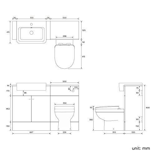 Bathroom Suite Combined Furniture Vanity Unit Sink Toilet Set & Back to Wall WC - Picture 13 of 66