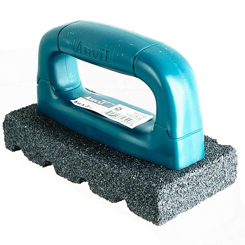 Anvil Masonry Rubbing Brick 6x3 Fluted 20-Grit Silicone Carbide Surface w Handle - Picture 5 of 5