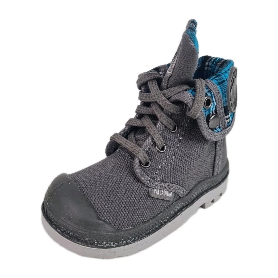 Botas holgadas para niños pequeños Palladium 22353043 de lona de vapor de metal gris talla 8 Foto 2 de 4
