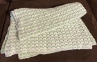 Vintage Granny Throw Hand Made Crochet Afgan Blanket Green and White 44” x 44”