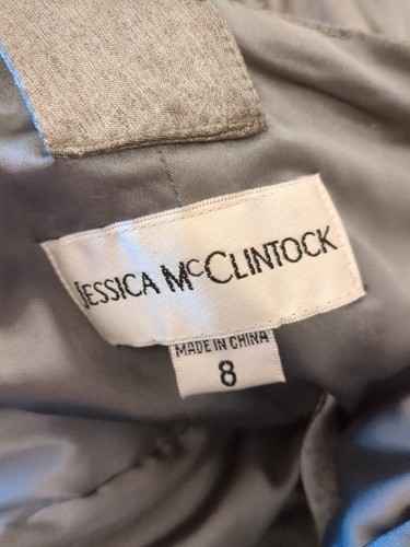 Jessica McClintock Dress Size 8 Formal Wedding Prom Gray Rose Floral Straps - Picture 3 of 6