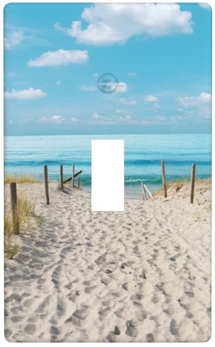Blue Ocean White Sand Beach Single Toggle Wall Plate Covers 1 Gang Light Swit... - Picture 1 of 7
