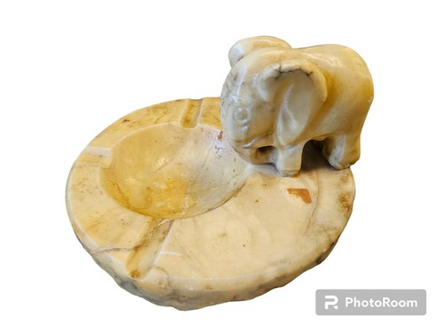 Vintage alabaster ashtray, onyx ashtray with elephant, hand carved - Picture 2 of 4
