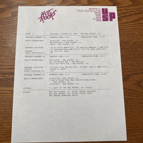 RARE Hot Rocks Radio Show 10/10/87 The Ray Parker Jr. Story Vinyl W/ Line Sheets - Bild 9 von 9
