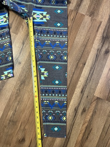 JUSTICE Girls Leggings Pants Size XL Multicolor Gray Aztec Pattern Stretch - Picture 7 of 10