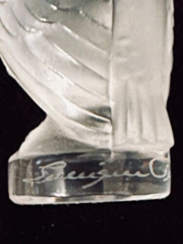 Lalique francés vintage. Estatuilla pisapapeles cuervo/búho de vidrio transparente esmerilado - Imagen 4 de 11