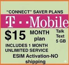 T-Mobile 30 Days Unlimited Talk, Text, & 5GB Data, ESIM Instant Activation