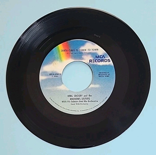 1980 Bing Crosby & the Andrews Sisters Vinyl 45 RPM Jingle Bells & Santa Claus - Picture 1 of 6