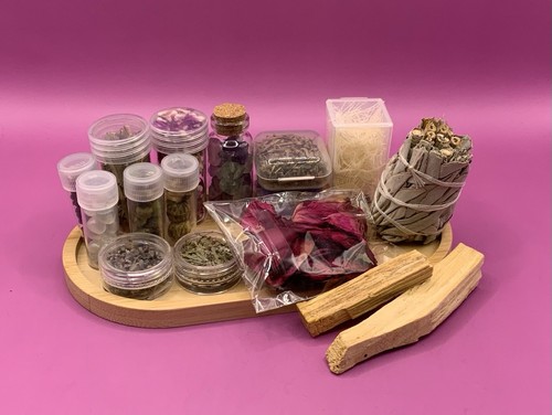Novice Witch Kit - Spells Crystals Candles Herbs Jars Feathers Altar V2 - Picture 9 of 12