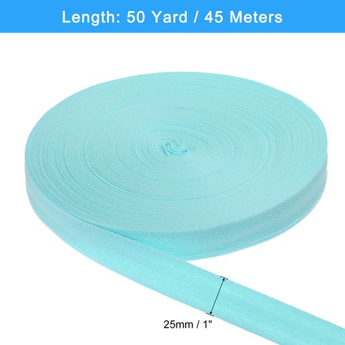 50 Yards Cotton Twill Tape, 1 in Herringbone Webbing Ribbon Lake Green - Foto 2 di 7