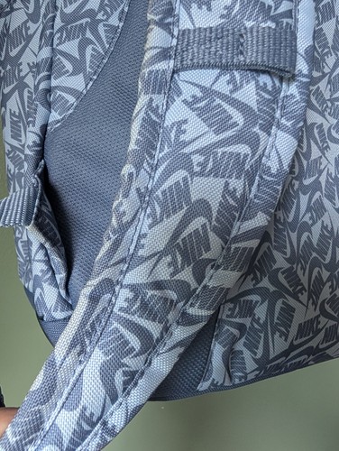 NIKE Backpack Blue & Gray All Over Swoosh Logo Adjustable Straps 2 Pocket - Picture 11 of 16