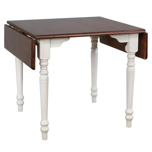Andrews 3Pc 48" Rectangle Drop Leaf Dining Set Antique White/Chestnut Brown Wood - Picture 8 of 8