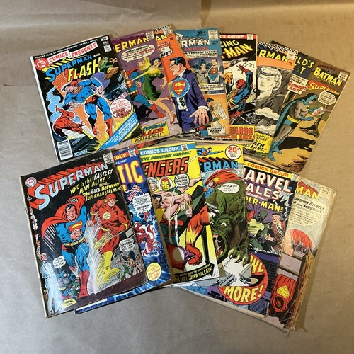 Group Of 13 Vintage Dc Comics Poor Condition Superman Flash Spider-Man INV-AA09