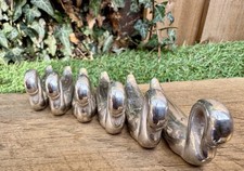 SET OF 6 SILVER METAL CHOPSTICK HOLDERS/KNIFE RESTS: SWANS