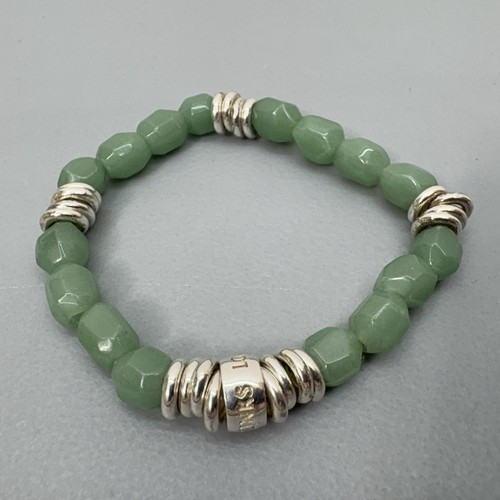 Links Of London Green Aventurine Faceted Bead Stretch Bracelet Silver Rings