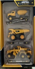 CAT Metal 3-Pack Concrete Mixer Dump Truck Grader Toy Trucks NEW