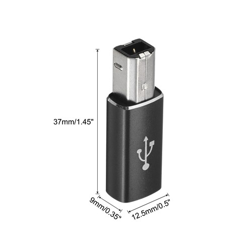 USB C Female to MIDI Convert Adapter, Type-C to USB B Adapter Black - Photo 2/7