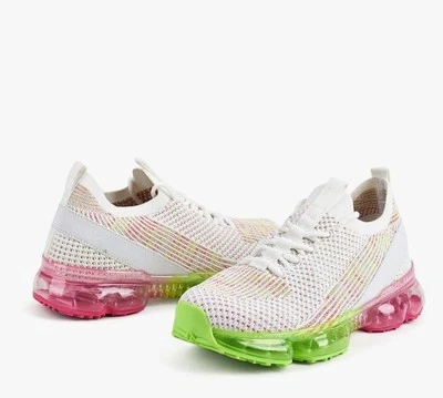 Womens Lucky Step White/multi Air Cushion Trainers Uk Size 3