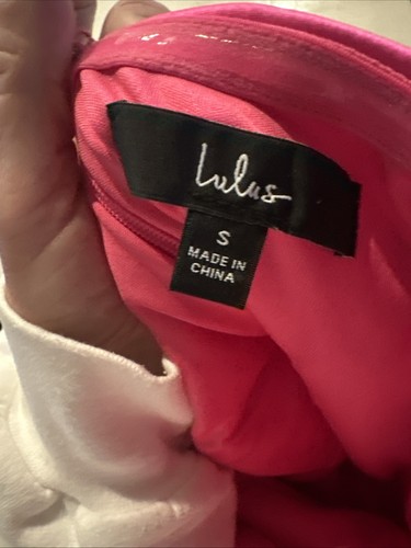 Mini abito donna Lulus rosa raso senza spalline fiocco S HOCO festa nuovo - Foto 2 di 11
