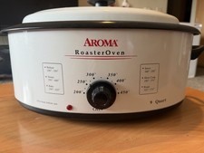 vintage Aroma ART-808 8qt. Roaster Oven with High Dome Lid white m6