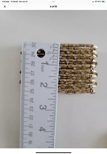 Vintage 1980’s Avant- Garde Gold Tone Stretch Bracelet W Rhinestones Statement - Picture 6 of 6