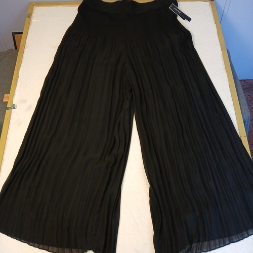 Alfani Black Wide Leg Pleated Pull On Plus Size 18W NWT Light And Comfy Goth - Picture 2 of 16