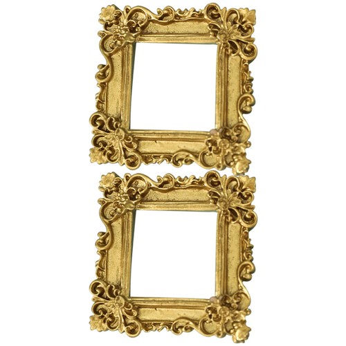 2 Pcs Golden Photo Frame Ornaments Vintage Picture Miniature Small Frames - Foto 6 di 12
