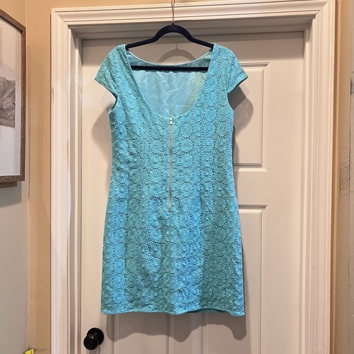 LILLY PULITZER JEANETTE DRESS 10 SHORELY BLUE DAISY LACE WOMEN'S $348 - Picture 9 of 10